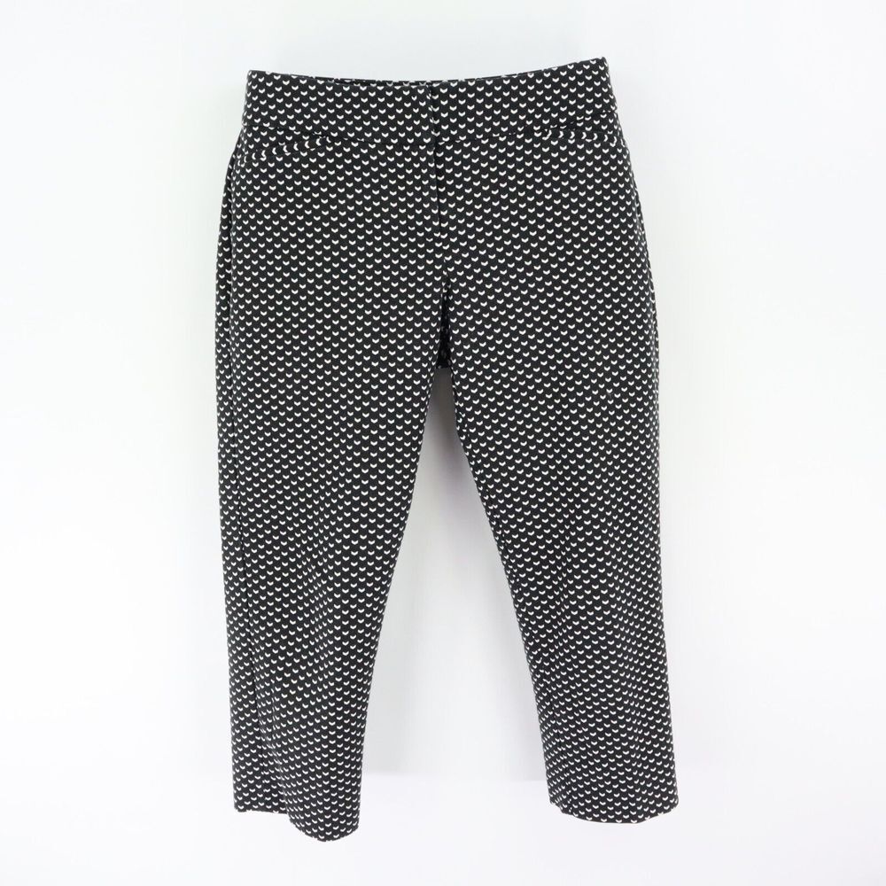 Apt. 9 Essentials Capri Pants Womens Size 6 Black Geometric Mid Rise Zip Closure